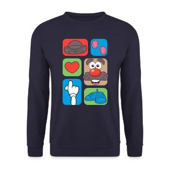 Mr. Potato Head Spreaded Out in Cubes - Unisex Sweatshirt - navy - Front - Alina (178cm) & Michal (187cm)