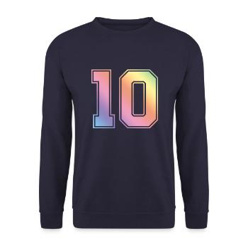 10 Zahl Bunt - Unisex Pullover - Navy - Vorne - Alina (178cm) & Michal (187cm)