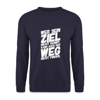 Motivation Sprüche Ziel - Unisex Pullover - Navy - Vorne - Alina (178cm) & Michal (187cm)