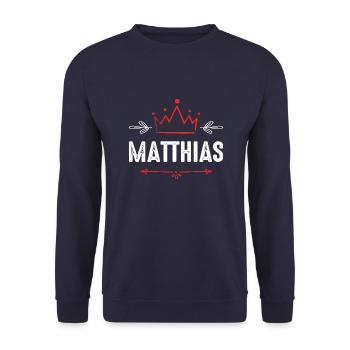 Matthias - Unisex Pullover - Navy - Vorne - Alina (178cm) & Michal (187cm)