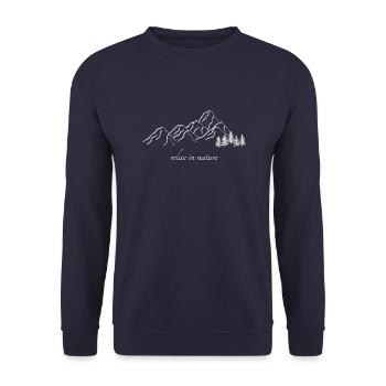 Entspannen Sie sich in der Natur - Unisex Pullover - Navy - Vorne - Alina (178cm) & Michal (187cm)