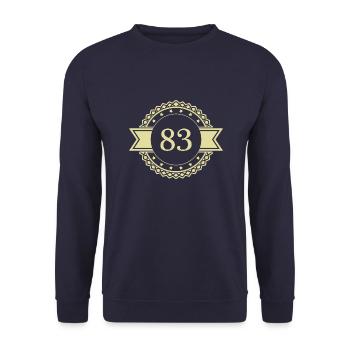83 Number Emblem - Unisex Sweatshirt - navy - Front - Alina (178cm) & Michal (187cm)