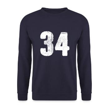 34 Zahl Trikot - Unisex Pullover - Navy - Vorne - Alina (178cm) & Michal (187cm)