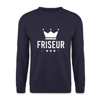 Friseur Beruf - Unisex Pullover - Navy - Vorne - Alina (178cm) & Michal (187cm)