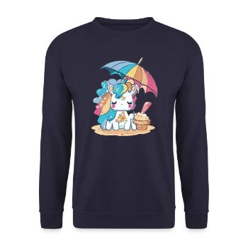 Eiscreme-Spaß - Erfrischend anders - Unisex Pullover - Navy - Vorne - Alina (178cm) & Michal (187cm)