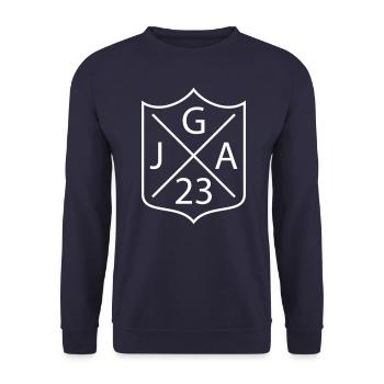 JGA 23 Schild - Unisex Pullover - Navy - Vorne - Alina (178cm) & Michal (187cm)
