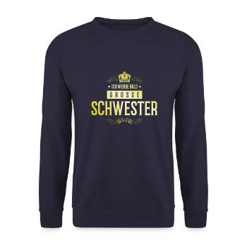 Ich werde Bald Schwester - Unisex Pullover - Navy - Vorne - Alina (178cm) & Michal (187cm)