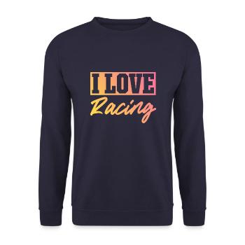 Ich liebe Rennen - Unisex Pullover - Navy - Vorne - Alina (178cm) & Michal (187cm)