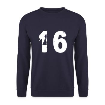16 Zahl Trikot - Unisex Pullover - Navy - Vorne - Alina (178cm) & Michal (187cm)