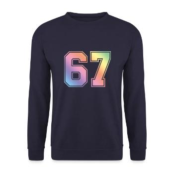 67 Numéro coloré - Sweat-shirt Unisexe - marine - Devant - Alina (178cm) & Michal (187cm)