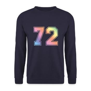 72 Zahl Bunt - Unisex Pullover - Navy - Vorne - Alina (178cm) & Michal (187cm)