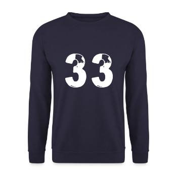 33 Zahl Trikot - Unisex Pullover - Navy - Vorne - Alina (178cm) & Michal (187cm)