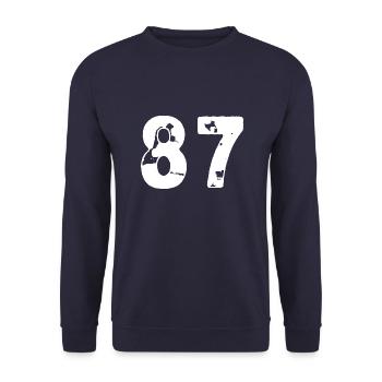 87 Zahl Trikot - Unisex Pullover - Navy - Vorne - Alina (178cm) & Michal (187cm)
