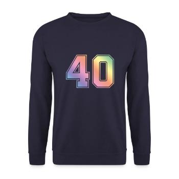 40 Zahl Bunt - Unisex Pullover - Navy - Vorne - Alina (178cm) & Michal (187cm)