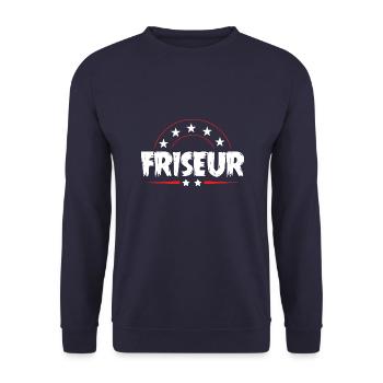 Friseur Beruf - Unisex Pullover - Navy - Vorne - Alina (178cm) & Michal (187cm)