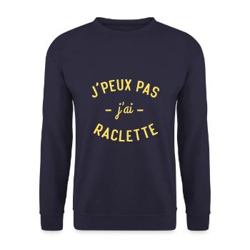 tee shirt humour drole je peux pas raclette cadeau - Sweat-shirt Unisexe - marine - Devant - Alina (178cm) & Michal (187cm)