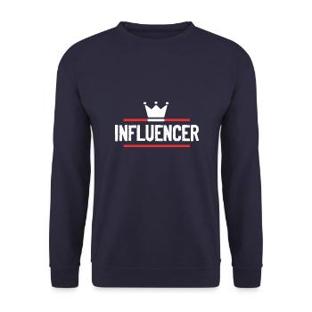 Influencer Beruf - Unisex Pullover - Navy - Vorne - Alina (178cm) & Michal (187cm)