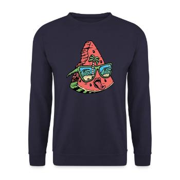 Pastèque - Été - Fruits effrontés - Sweat-shirt Unisexe - marine - Devant - Alina (178cm) & Michal (187cm)