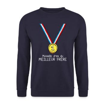 T-shirt Médaille d'or du meilleur frère - Sweat-shirt Unisexe - marine - Devant - Alina (178cm) & Michal (187cm)