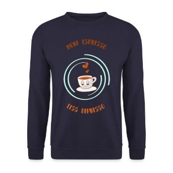 Espresso, Coffee, Kaffee, Latte, Geschenkidee, Fun - Unisex Pullover - Navy - Vorne - Alina (178cm) & Michal (187cm)