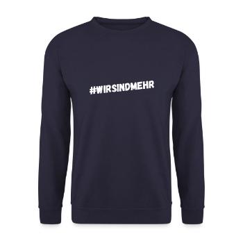 wir sind mehr Demonstration Deutschland - Unisex Pullover - Navy - Vorne - Alina (178cm) & Michal (187cm)