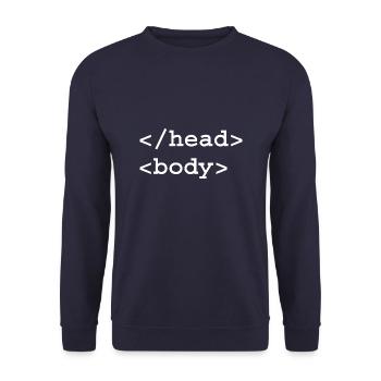 Head Body HTML Tag Front-End Web Developer - Unisex Pullover - Navy - Vorne - Alina (178cm) & Michal (187cm)