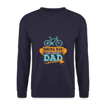 Fahrradfahrer Vater Papa cooler - Unisex Pullover - Navy - Vorne - Alina (178cm) & Michal (187cm)