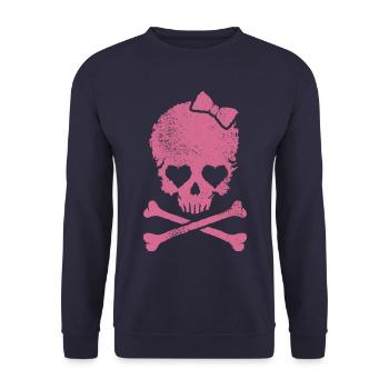 Skull Girl - Pirate Girl - Sweat-shirt Unisexe - marine - Devant - Alina (178cm) & Michal (187cm)