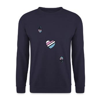 Carte à jouer As de Coeur Bleu blanc rose - Sweat-shirt Unisexe - marine - Devant - Alina (178cm) & Michal (187cm)