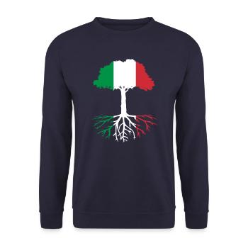 Vergiss niemals Deine Wurzeln aus Italien - Unisex Pullover - Navy - Vorne - Alina (178cm) & Michal (187cm)