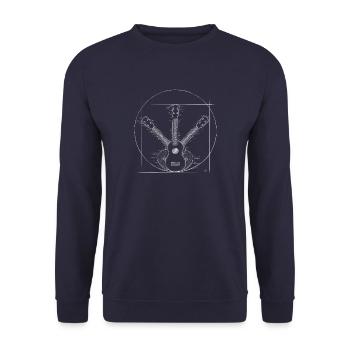 Vitruvian soprano ukulele! UAS Ukelele Uke Fun - Unisex Sweatshirt - navy - Front - Alina (178cm) & Michal (187cm)
