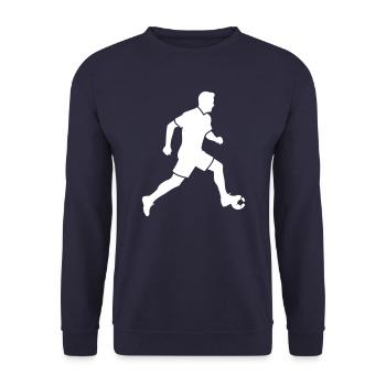 Fussballer Symbol Fussball Spieler Mann - Unisex Pullover - Navy - Vorne - Alina (178cm) & Michal (187cm)