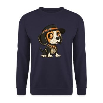 Beagle Hund Halloween Zombie - Unisex Pullover - Navy - Vorne - Alina (178cm) & Michal (187cm)