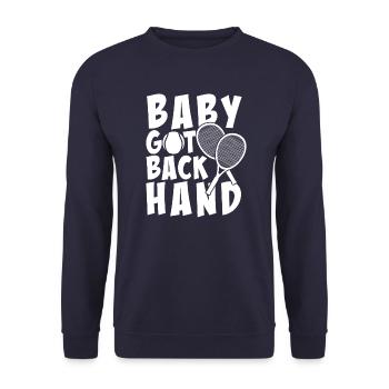 Baby Got Back Hand Tennis Player Fan Lover Gift - Unisex Sweatshirt - navy - Front - Alina (178cm) & Michal (187cm)