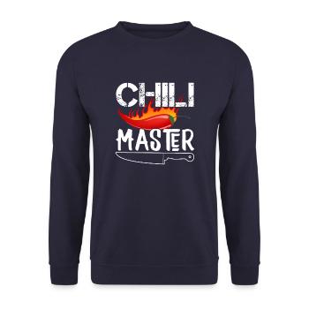 Master Chili Chef Cooking Kitchen Gift - Unisex Sweatshirt - navy - Front - Alina (178cm) & Michal (187cm)