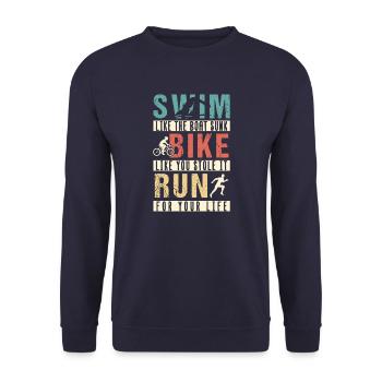 Triathlon Swim Race Course Course Vélo Cadeau - Sweat-shirt Unisexe - marine - Devant - Alina (178cm) & Michal (187cm)