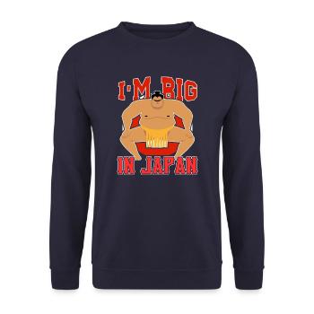 I'm Big In Japan Sumo Wrestling Wrestler Funny - Unisex Pullover - Navy - Vorne - Alina (178cm) & Michal (187cm)