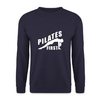 Pilates First - Unisex Sweatshirt - navy - Front - Alina (178cm) & Michal (187cm)