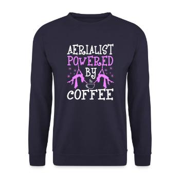Aerialist Powered By Coffee Funny Job Title Gift - Unisex Sweatshirt - navy - Front - Alina (178cm) & Michal (187cm)
