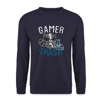 Gamer Trash Raccoon Funny Gamer Fan Gift - Unisex Sweatshirt - navy - Front - Alina (178cm) & Michal (187cm)