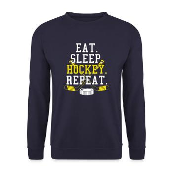 Eat Sleep Hockey Repeat Funny Fan Coach Gift - Unisex Sweatshirt - navy - Front - Alina (178cm) & Michal (187cm)