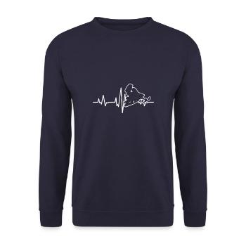 Snowmobile Heartbeat Funny Motor Sled Winter Gift - Unisex Pullover - Navy - Vorne - Alina (178cm) & Michal (187cm)