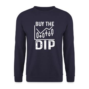 Buy The Dip Trader Investor Fan Gift - Unisex Sweatshirt - navy - Front - Alina (178cm) & Michal (187cm)