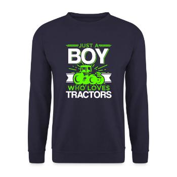 Just A Boy Who Loves Tractors Funny Farmer Gift - Unisex Sweatshirt - navy - Front - Alina (178cm) & Michal (187cm)