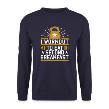 I Workout To Eat Second Breakfast Funny Gym - Unisex Sweatshirt - navy - Front - Alina (178cm) & Michal (187cm)