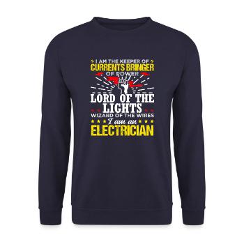 Keeper Of Currents Electrician Wizard - Unisex Sweatshirt - navy - Front - Alina (178cm) & Michal (187cm)