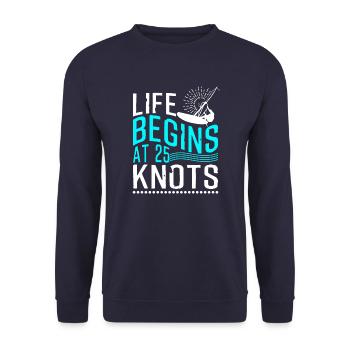 Windsurfing Life Begins At 25 Knots Funny - Unisex Sweatshirt - navy - Front - Alina (178cm) & Michal (187cm)