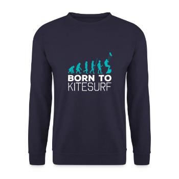 Kitesurfing Evolution Kite Boarding Fan Gift - Unisex Sweatshirt - navy - Front - Alina (178cm) & Michal (187cm)