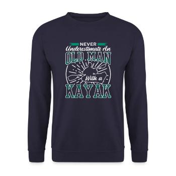 Never Underestimate An Old Man With A Kayak - Unisex Sweatshirt - navy - Front - Alina (178cm) & Michal (187cm)