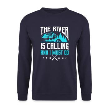 Kayak The River Is Calling And I Must Go - Unisex Sweatshirt - navy - Front - Alina (178cm) & Michal (187cm)